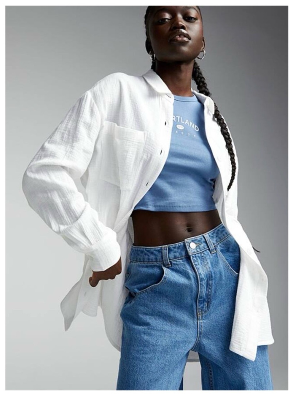 twik White cotton gauze Button-Up Shirt